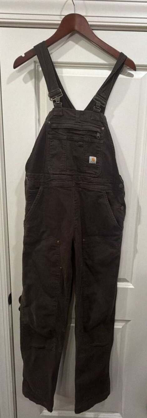 Carhartt Bib Overalls Size S(4/6) Tall Brown Duck Workwear